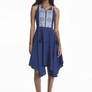 Blue Embroidered Sleeveless Dress